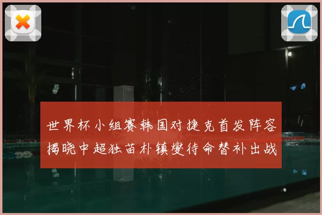 世界杯小组赛韩国对捷克首发阵容揭晓中超独苗朴镇燮待命替补出战